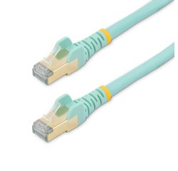 StarTech.com Cable de 1m de Red Ethernet RJ45 Cat6a Blindado STP - Cable sin Enganche Snagless - Aguamarina