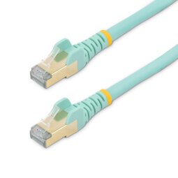 StarTech.com Cable de 1,5m de Red Ethernet Cat6a Aqua sin Enganches con Alambre de Cobre