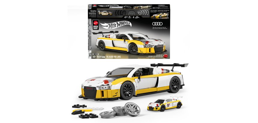 Mattel Brick Shop Hot Wheels ‘15 Audi R8 LMS Building Toy Kit (820 Pieces), for Collectors
