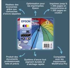 Epson Multipack de cartouches d’encre DURABrite Ultra 4 couleurs Parapluie 406XL