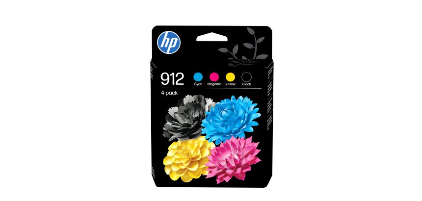 HP 912 Pack de 4 cartouches d'encre Noir/Cyan/Magenta/Jaune authentiques