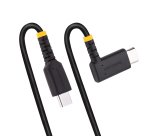 StarTech.com 2m USB-C Laadkabel, Robuuste Haakse Fast Charge & Sync Type C Kabel, 60W (3A) PD, USB 2.0, TPE Mantel en Aramidevezels - Zwarte USB Oplaadkabel