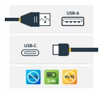 Cable de 1m Adaptador Bloqueador USB de Datos – Adaptador USB a USB-C de Carga Segura – USB Tipo C Solo de Carga para Tablet o Teléfono Móvil – Protector de Bloqueo de Datos