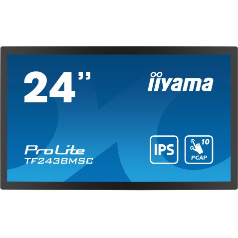 iiyama TF2438MSC-B1 affichage de messages Carte A numérique 61 cm (24") LED 600 cd/m² Full HD Noir Écran tactile