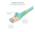 StarTech.com 1m CAT6a Ethernet Cable - 10 Gigabit Shielded Snagless RJ45 100W PoE Patch Cord - 10GbE STP Network Cable w/Strain Relief - Aqua Individually Tested/Wiring is UL Certified/TIA