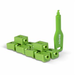 Lindy 47912 clip sicura Bloccaporte + chiave SFP Verde Acrilonitrile butadiene stirene (ABS) 10 pz