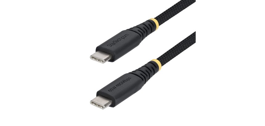 StarTech.com Cable de Carga USB-C Trenzado de TPE y Nailon de 15cm - Cable Cargador USB Tipo C - - Cable Cargador para Portátil o Tablet - Cable de Servicio Pesado - USB 2.0 - PD 60W 3A - Negro