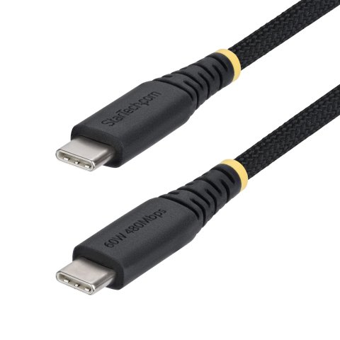 StarTech.com Cable de Carga USB-C Trenzado de TPE y Nailon de 30cm - Cable Cargador USB Tipo C - - Cable Cargador para Portátil o Tablet - Cable de Servicio Pesado - USB 2.0 - PD 60W 3A - Negro