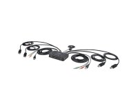 StarTech.com Switch KVM à 2 ports avec Câble DisplayPort, 4K 60Hz, KVM Compact avec Câbles Intégrés USB-A/DisplayPort/Audio de 1,5m, Alimenté par bus - Commutation à Distance par Bouton-Poussoir/Clavier à Effleurement
