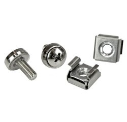 StarTech.com Viti e Dadi in Gabbia per Rack 19" e 10" con Fori Quadrati; Kit con Viti M5 da 12mm, Dadi e Rondelle; Utensile Incluso, Argento, Confezione da 100