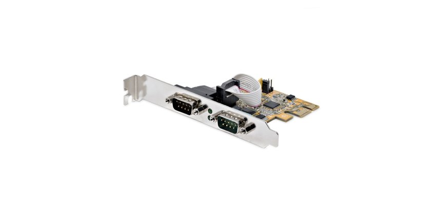StarTech.com 2-Port PCI Express Serial Interface Card, Dual Port PCIe to RS232 (DB9) Serial Card, 16C1050 UART, Low/Full Profile Brackets, COM Retention, For Windows/Linux
