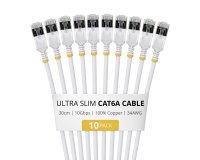 StarTech.com 6ASTP34WHS30CM10PK câble de réseau Blanc 0,3 m Cat6a U/FTP (STP) Rond