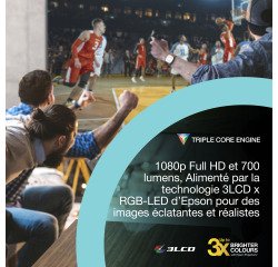Epson Lifestudio Pop EF-61W vidéo-projecteur Projecteur à focale standard 700 ANSI lumens 3LCD 1080p (1920x1080) Noir, Blanc