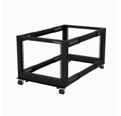 StarTech.com Server Rack a 4 Montanti 8U Open Frame, Armadio Rack di Rete 19" con Ruote, piedini di livellamento o montaggio a pavimento, Quadro Rack Scorrevole/profondità regolabile per apparecchiature AV/Dati/IT