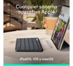 Logitech Keys-To-Go 2, teclado inalámbrico portátil para iPad con tapa integrada, estilizado y compacto, para iPad, iPhone, Mac y Apple TV, para alternar fácilmente entre dispositivos, Grafite