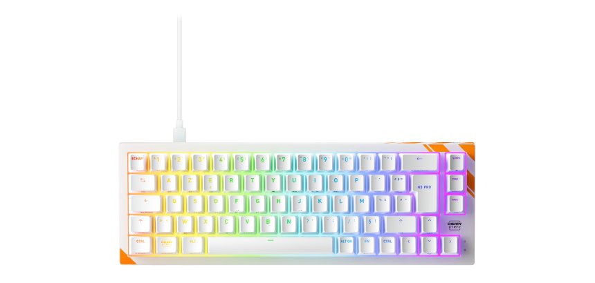 CHERRY K5 PRO TMR COMPACT clavier Gaming USB AZERTY Français Orange, Blanc