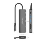 AISENS USB-C Dock 6 en 1, USB-C A, 1x HDMI, 2x USB-A, 1x USB-C PD 100W, 1x SD, 1x MicroSD, Gris, 15cm