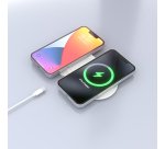 AISENS Cargador Inalambrico USB-C 15W 2 en 1 Para Movil Auriculares, Blanco