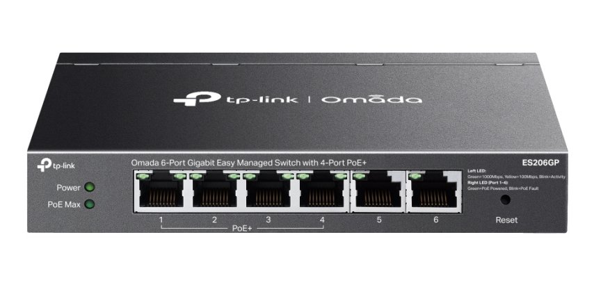 TP-Link Omada ES206GP commutateur réseau Géré Gigabit Ethernet (10/100/1000) Connexion Ethernet, supportant l'alimentation via ce port (PoE) Noir