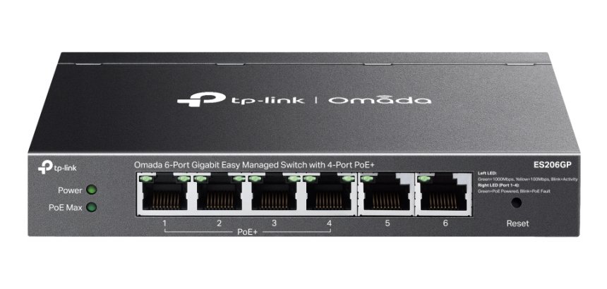 TP-Link Omada ES206GP commutateur réseau Géré Gigabit Ethernet (10/100/1000) Connexion Ethernet, supportant l'alimentation via ce port (PoE) Noir