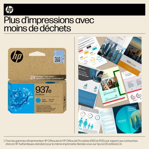 HP 937e Cartouche d’encre authentique Cyan EvoMore