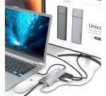AISENS USB-C Dock 12 En 1, USB-C A 2xHDMI, 1xRJ45, 3xUSB-A, 2xUSB-C, 1xUSB-C PD, 1xAudio, 1xSD, 1xMicro SD, Gris, 30cm