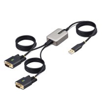 startechcom cable adaptador usb a 2 puertos serie de 4m - cable conversor usb a serial - retencian com - ftdi - proteccian esd nivel 4 - tornillos intercambiables -winmacoschromeoslinux