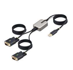 StarTech.com 2P6FFC-USB-SERIAL cambiador de género para cable USB-A 2 x DB-9 RS-232 Negro, Gris