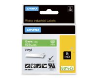 DYMO Rhino Industrial Vinyl Labels | 12 mm x 5.5 m | White Print on Green | Self-Adhesive | for Rhino & LabelManager Label Makers