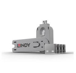 Lindy Bloqueur de port USB A, 4 pièces + clé, Blanc