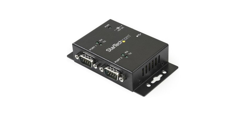 StarTech.com 2 Port Industrial Wall Mountable USB to Serial Adapter Hub with DIN Rail Clips - TAA