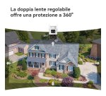 Imou Cruiser Dual 2 Pro Telecamera da esterno, motorizzata, doppia ottica 4MP+4MP, visione notturna a colori, conversazione bidirezionale, rilevamento umano/veicolo AI, tracciamento intelligente, faretto e sirena, deterrenza attiva con luci rosse e blu, r