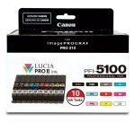 Canon PFI-5100 Multipack cartouche d'encre 10 pièce(s) Original Rendement standard Cyan, Noir mat, Noir