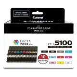 Canon PFI-5100 Multipack cartouche d'encre 10 pièce(s) Original Rendement standard Cyan, Noir mat, Noir