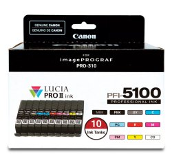 Canon PFI-5100 Multipack cartouche d'encre 10 pièce(s) Original Rendement standard Cyan, Noir mat, Noir