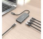 AISENS Hub USB 3.1 USB-C, USB-C/M-1xUSB-C PD 100W+1xUSB-C USB3.0/H+1xUSB-C USB2.0/H+2xUSB-A USB2.0/H, Gris, 15cm