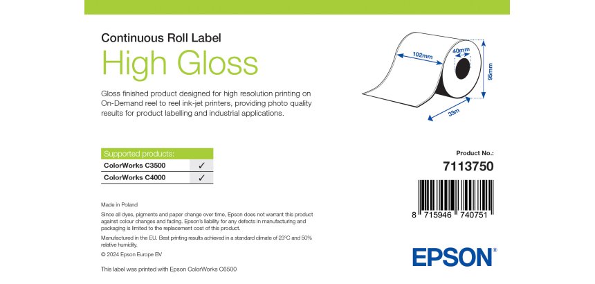 Epson High Gloss Label Etiqueta para impresora autoadhesiva