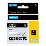 DYMO Rhino étiquettes industrielles autocollantes en vinyle | 19 mm x 5,5 m | impression en blanc sur fond noir
