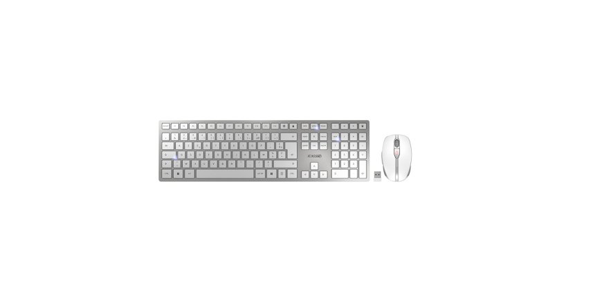 CHERRY DW 9100 SLIM clavier Souris incluse Universel RF sans fil + Bluetooth AZERTY Français Argent