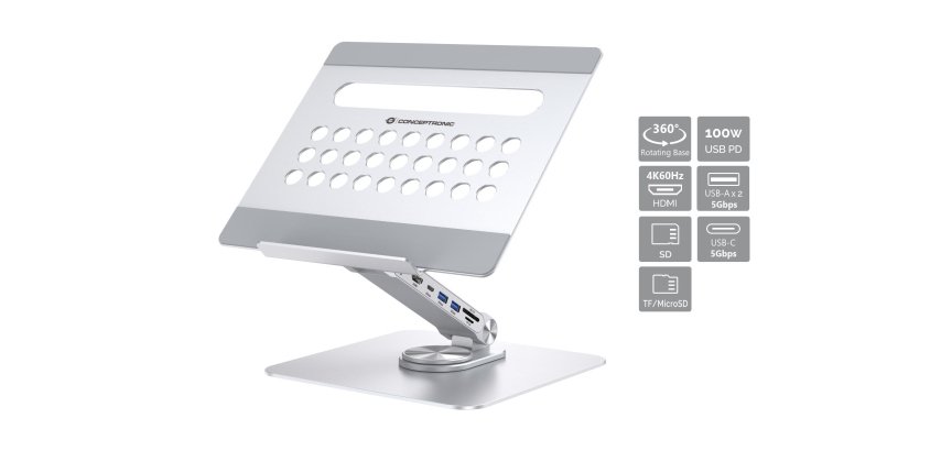 Conceptronic DONN27G soporte para ordenador portátil Plata