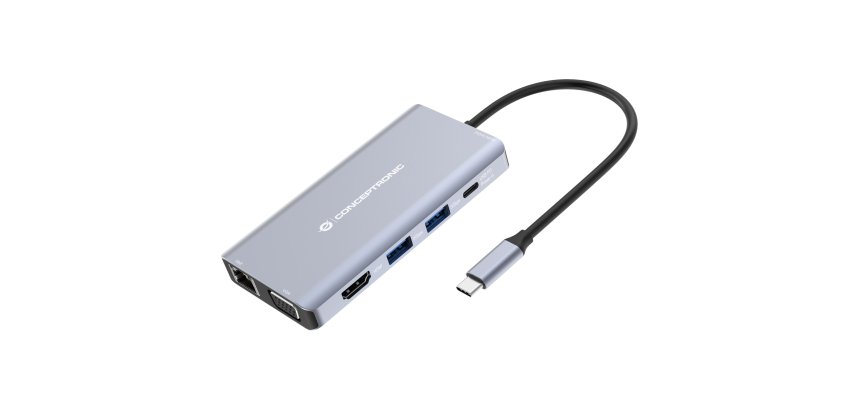 Conceptronic DONN20G base para portátil y replicador de puertos Alámbrico USB 3.2 Gen 1 (3.1 Gen 1) Type-C Gris