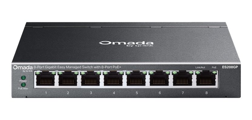 TP-Link Omada ES208GP commutateur réseau Géré L2 Gigabit Ethernet (10/100/1000) Connexion Ethernet, supportant l'alimentation via ce port (PoE) DIN rail Noir