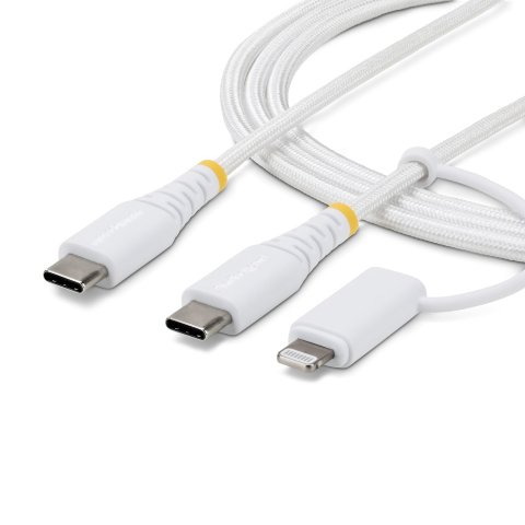 StarTech.com Cable de Carga USB-C de 1m con Adaptador Lightning - Cable Cargador USB Tipo C - 30W/60W(3A) - Cable Tipo C Certificado Apple MFi - Cable Trenzado USB Tipo C para iPhone/iPad/Android