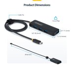 StarTech.com 4-Port USB-C Hub, 5Gbps, Bus Powered, USB-C to 4x USB-A Mini Hub, Extra Long 2ft/61cm Host Cable, PCR Plastic, Portable Desktop / Laptop USB Hub