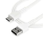 StarTech.com 1m USB-A naar USB-C Laadkabel, Robuuste Fast Charge & Sync Kabel, 3A, USB 2.0, TPE Mantel en Aramidevezels - Witte USB Oplaadkabel