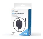 AISENS Cargador 65W PD3.0 QC3.0 1XUSB-C 1.2M, Negro