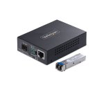 StarTech.com Convertisseur de Média Gigabit Ethernet Cuivre vers Fibre Optique, SM LC, 40 km, 10/100/1000 Mbps, RJ45 vers LC, Entièrement Métallique, Trames Jumbo 9K, Conforme TAA