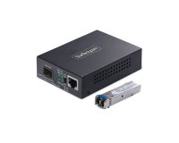 StarTech.com Convertisseur de Média Gigabit Ethernet Cuivre vers Fibre Optique, SM LC, 40 km, 10/100/1000 Mbps, RJ45 vers LC, Entièrement Métallique, Trames Jumbo 9K, Conforme TAA