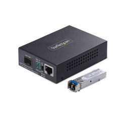 StarTech.com Convertisseur de Média Gigabit Ethernet Cuivre vers Fibre Optique, SM LC, 40 km, 10/100/1000 Mbps, RJ45 vers LC, Entièrement Métallique, Trames Jumbo 9K, Conforme TAA