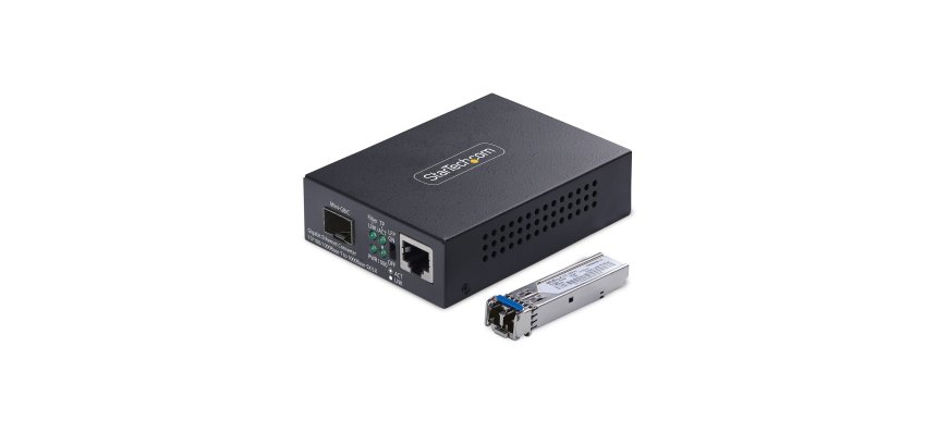 StarTech.com Convertisseur de Média Gigabit Ethernet Cuivre vers Fibre Optique, SM LC, 40 km, 10/100/1000 Mbps, RJ45 vers LC, Entièrement Métallique, Trames Jumbo 9K, Conforme TAA
